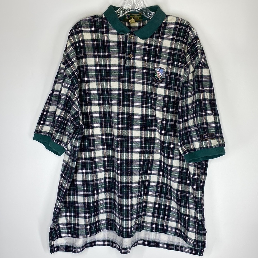Cross Creek 1996 U.S. Open Oakland Hills Plaid Short Sleeve Polo Shirt 1996 XXL